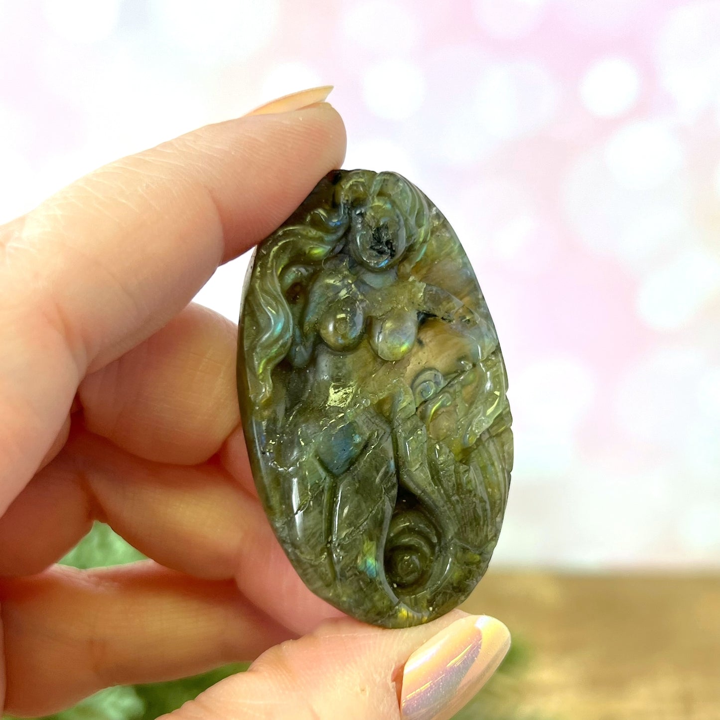 Labradorite Mermaid Crystal Carved Cabochon