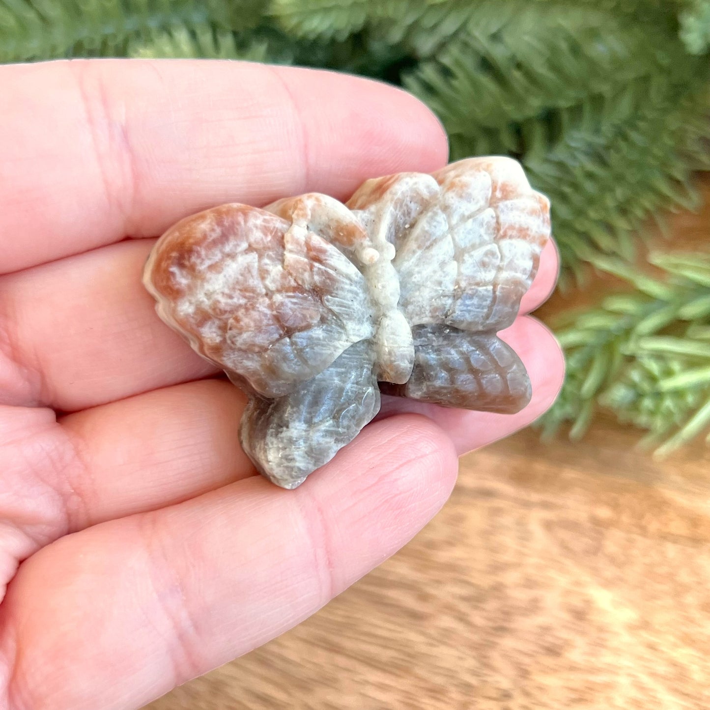 Belomorite Butterfly Carved Crystal Cabochon