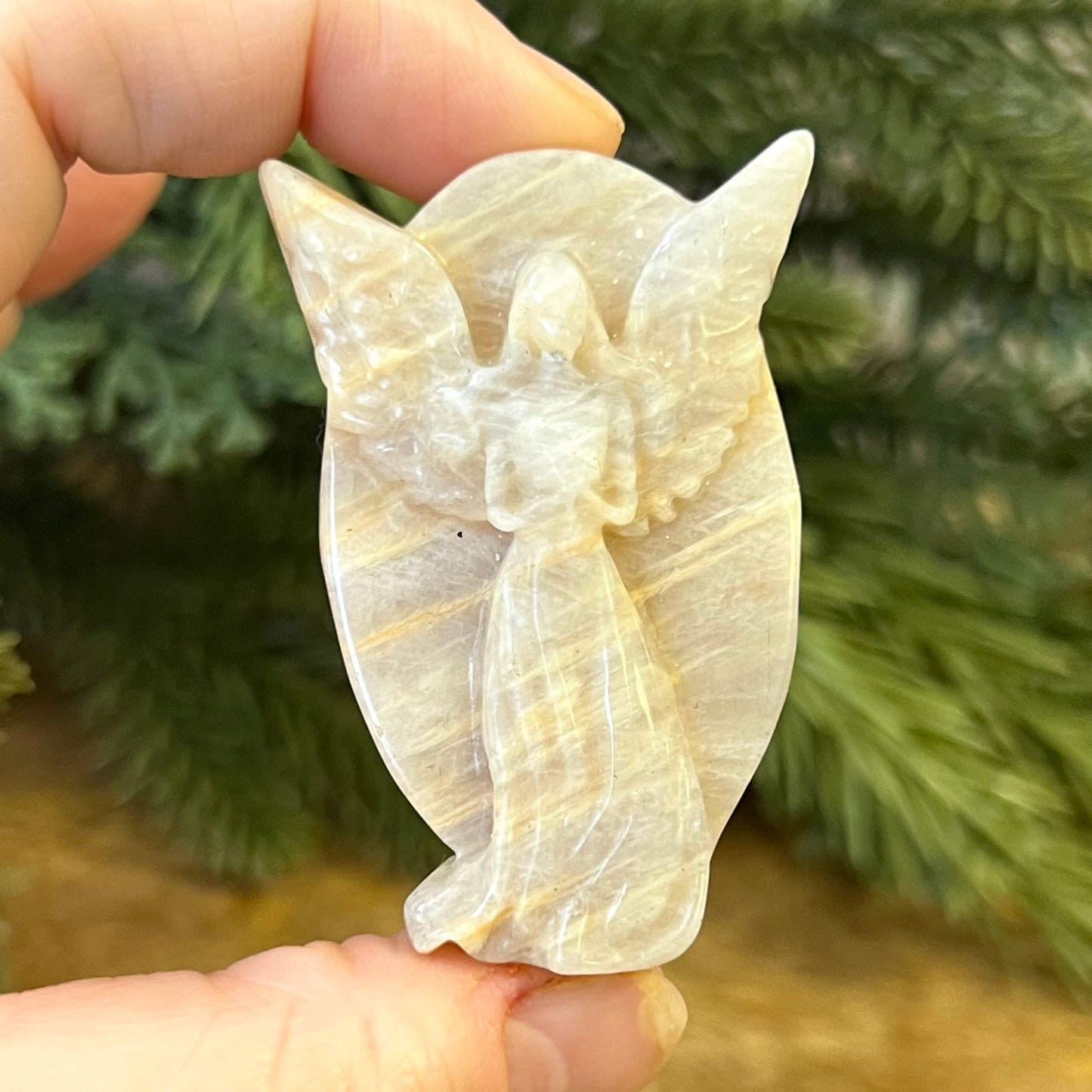 Angel Belomorite Sunstone in Moonstone Carved Cabochon