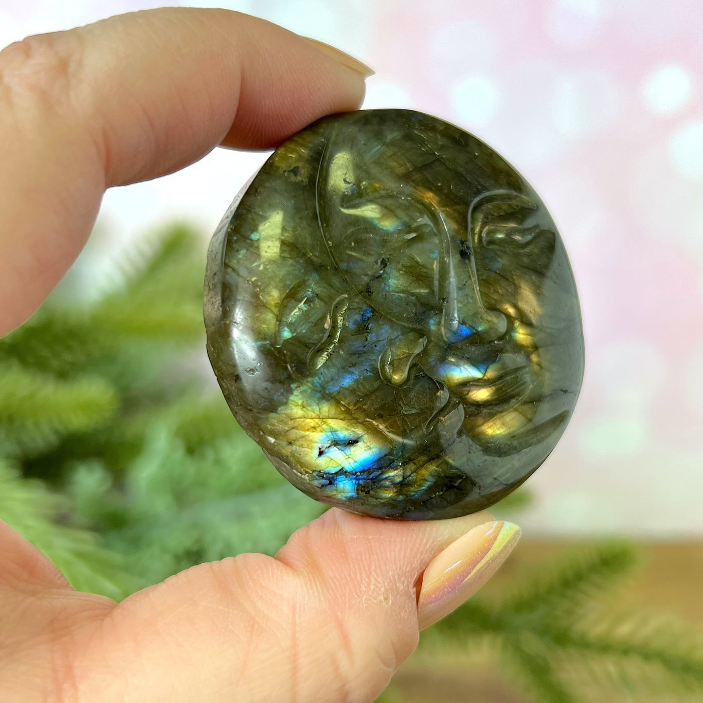 Labradorite Sun & Moon Carved Cabochon