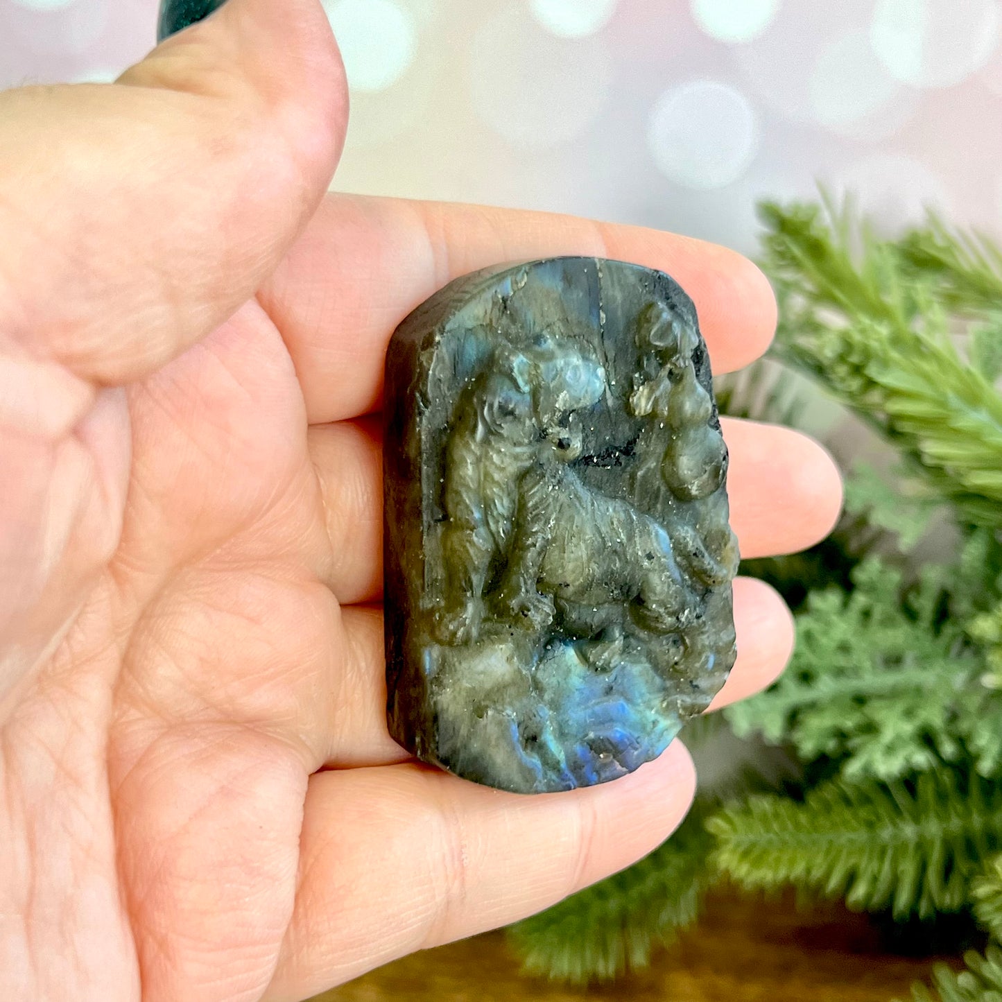 Labradorite Crystal Tiger Carved Gemstone Cabochon