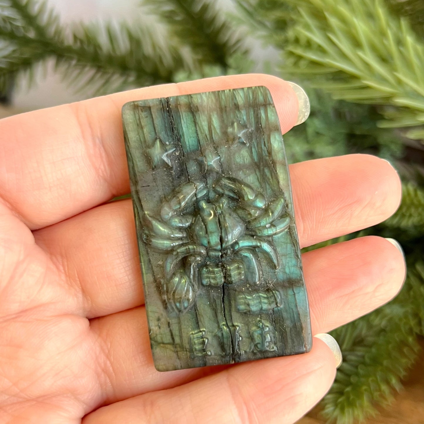 Labradorite Cancer Carved Cabochon