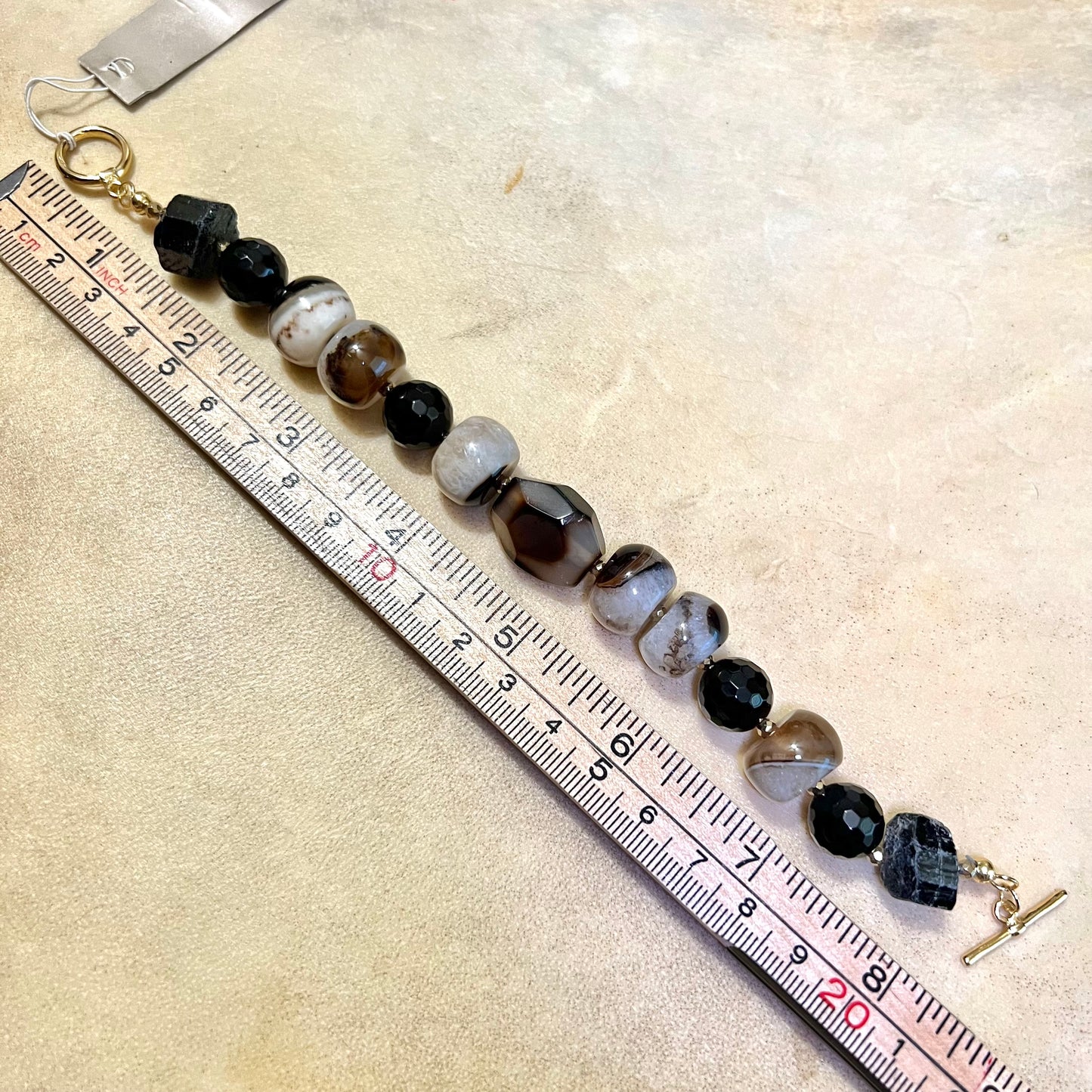 Barse Black & White Agate Vintage Beaded Bracelet New with Tags
