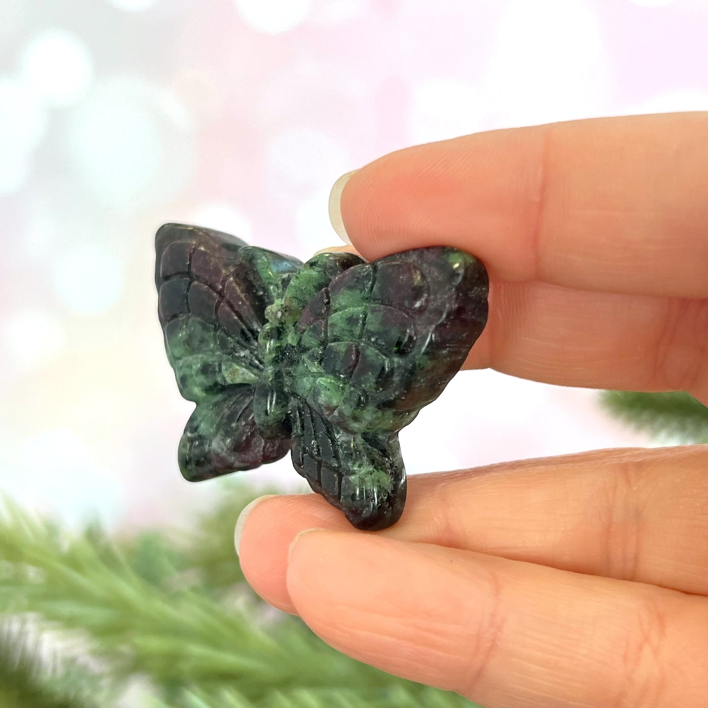 Ruby in Zoisite Butterfly Carved Crystal Cabochon