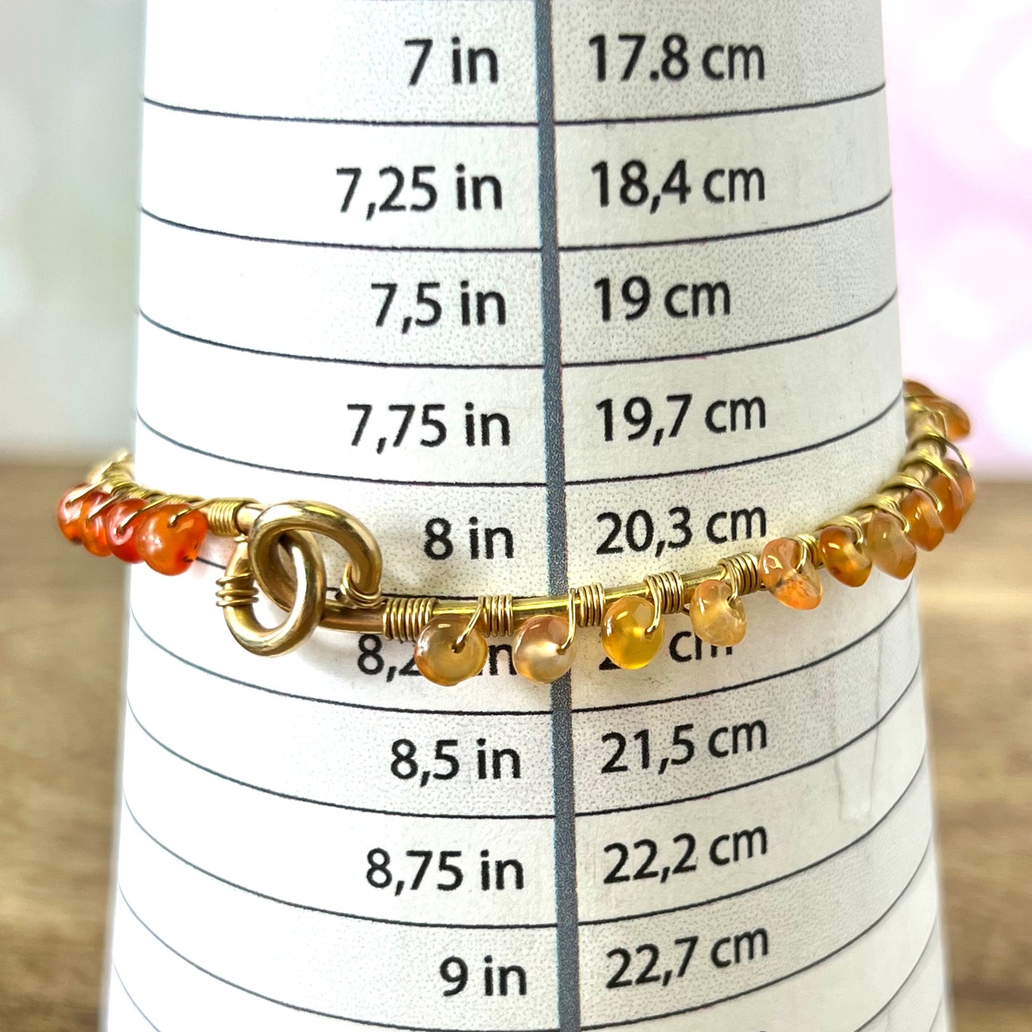 Vintage Bracelet Stack of 4 Gold Tone Bangles including Green Aventurine, Carnelian, and Evil Eye