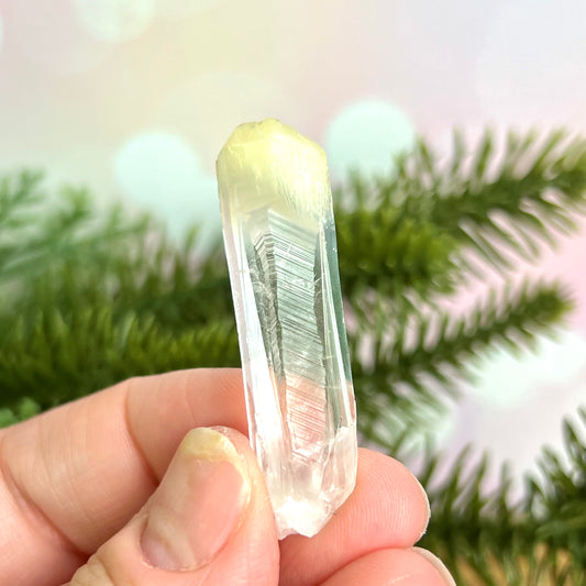 Mango Quartz Crystal Point with Halloysite Inclusions