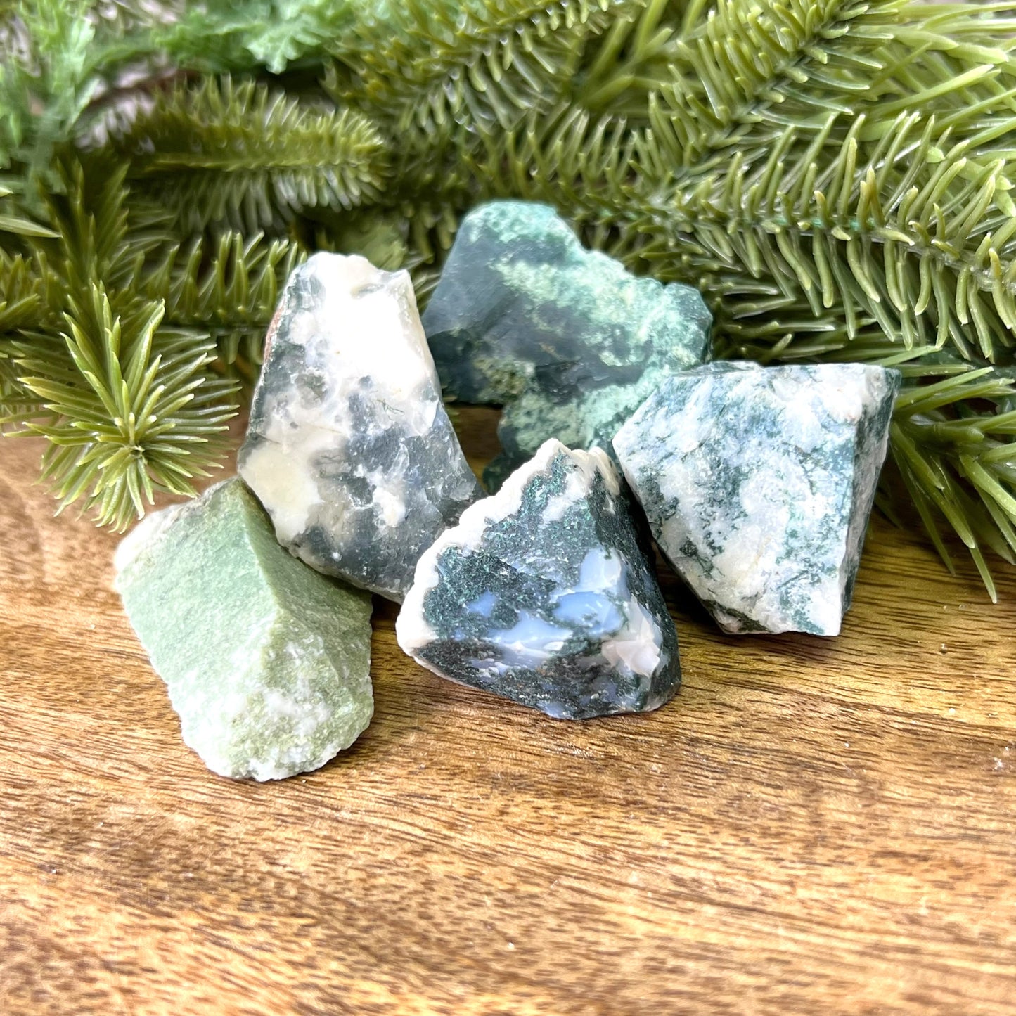 Moss Agate Raw Stone - You get 1