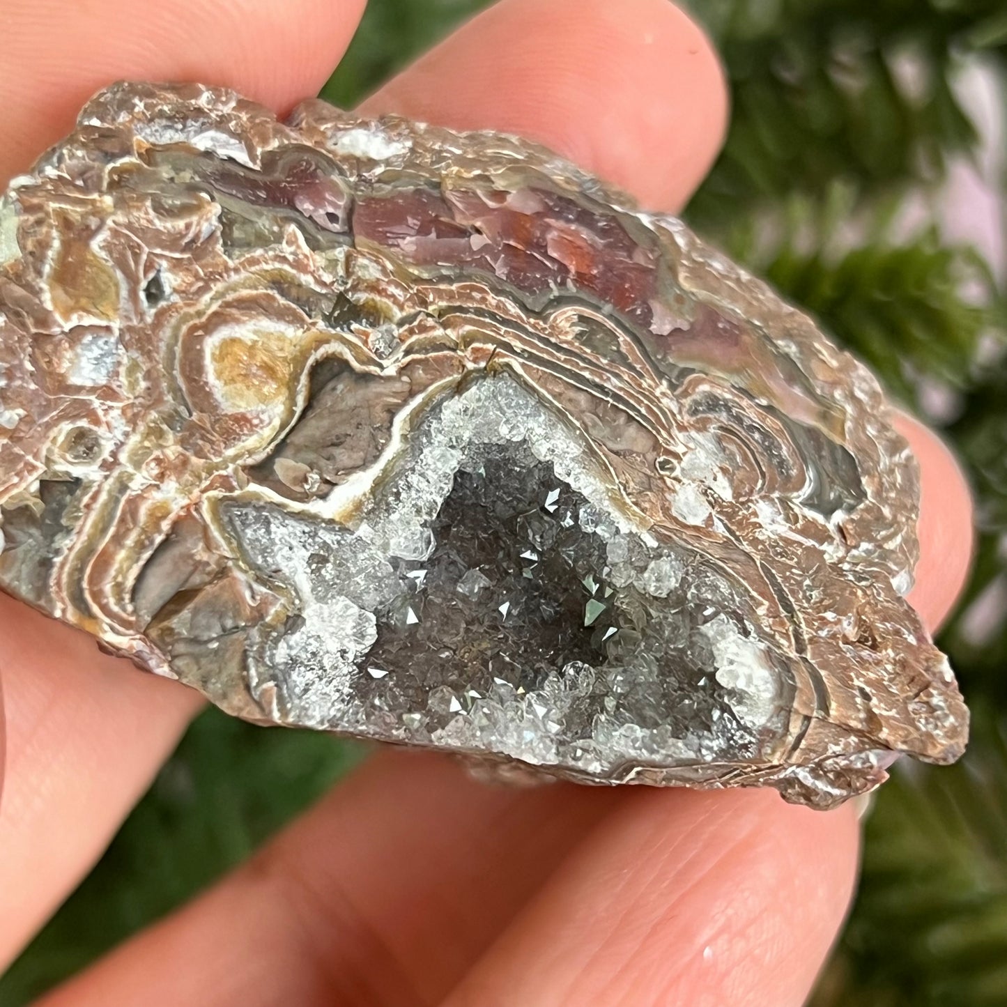 Red Quartz & Agate Geode Crystal Piece
