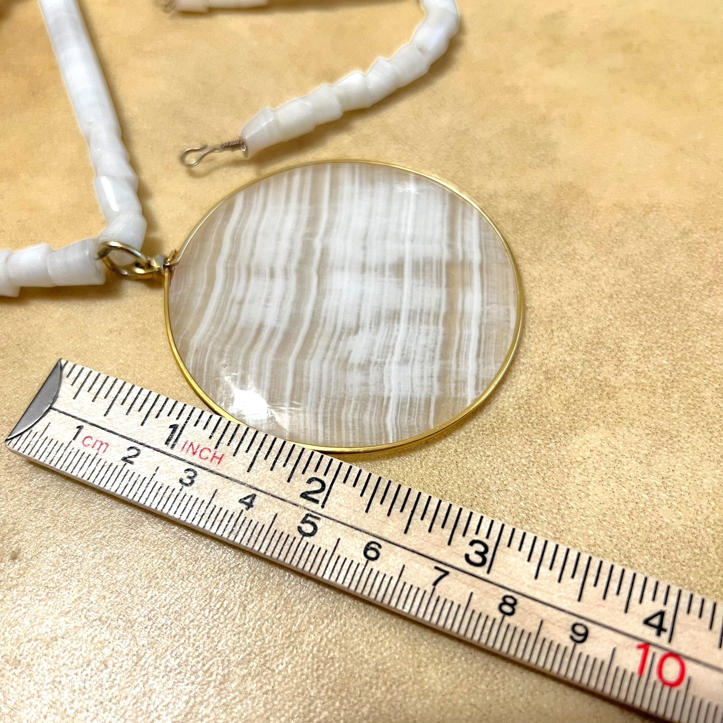White Calcite Onyx Vintage Necklace from Mexico