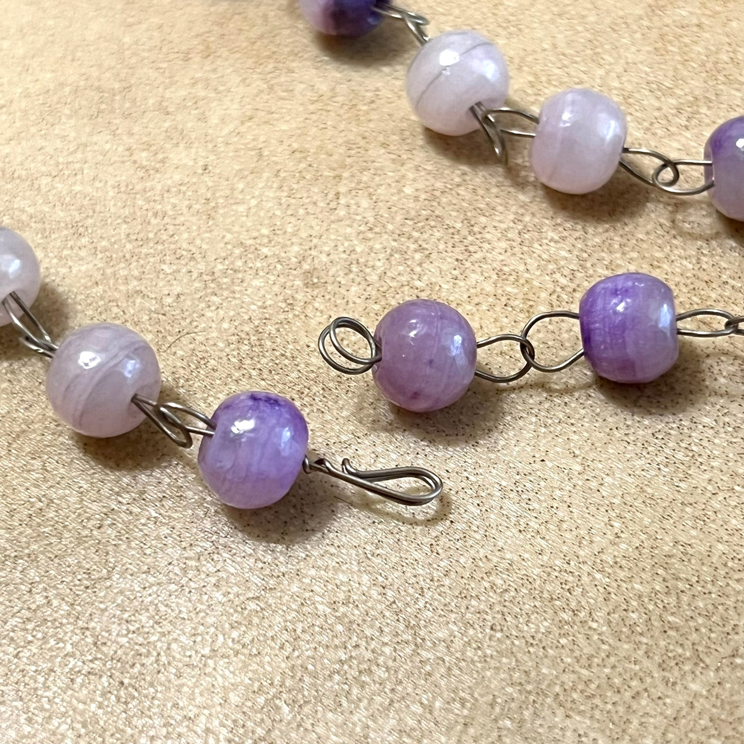 Purple Calcite Onyx Vintage Necklace with Aztec Carvings