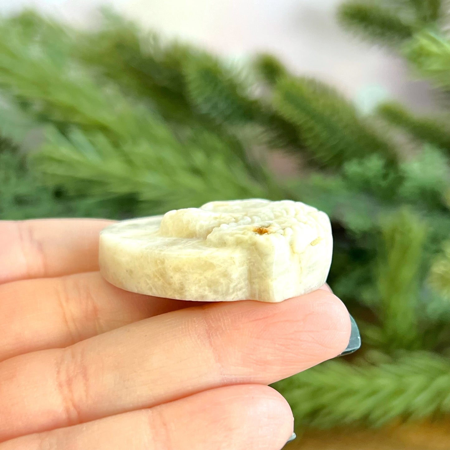 Belomorite Wolf Carved Crystal Cabochon