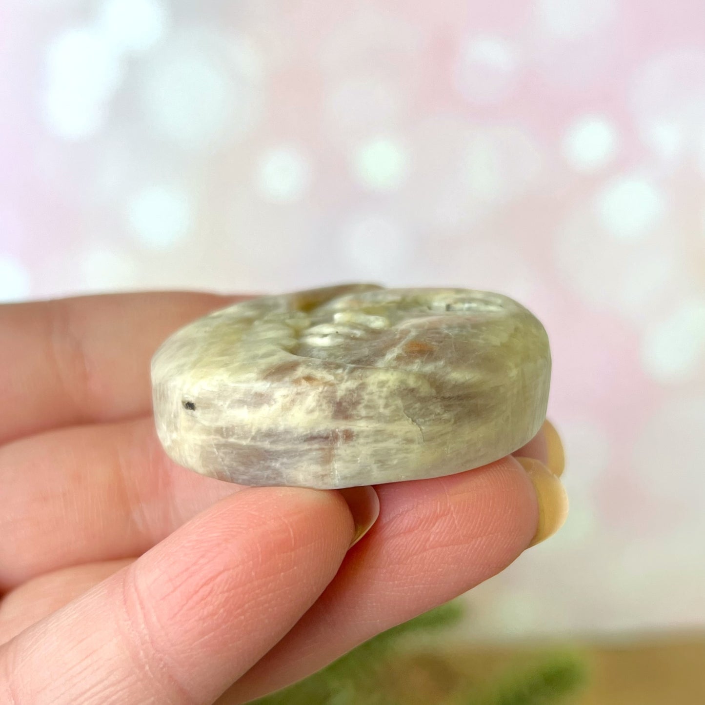 Belomorite Sun & Moon Carved Crystal Cabochon