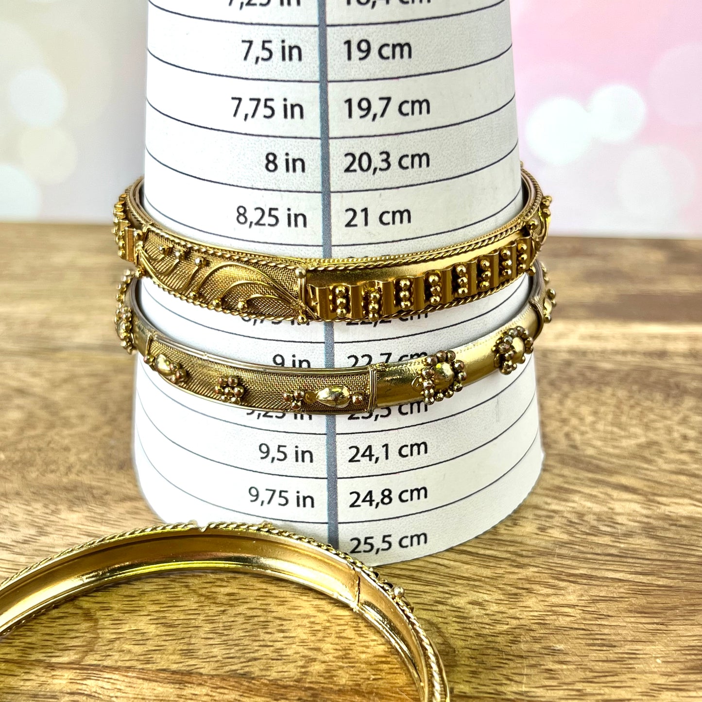 Vintage Gold Tone Bracelet Stack with 11 Textured Bangles