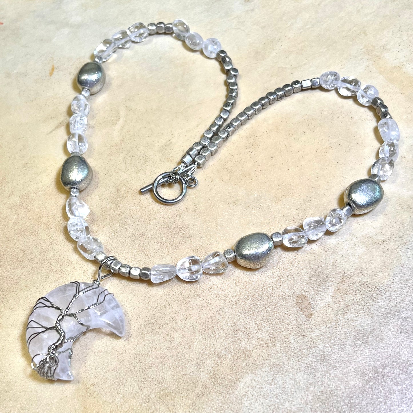 Light Tree of Life Crescent Moon Handmade Necklace