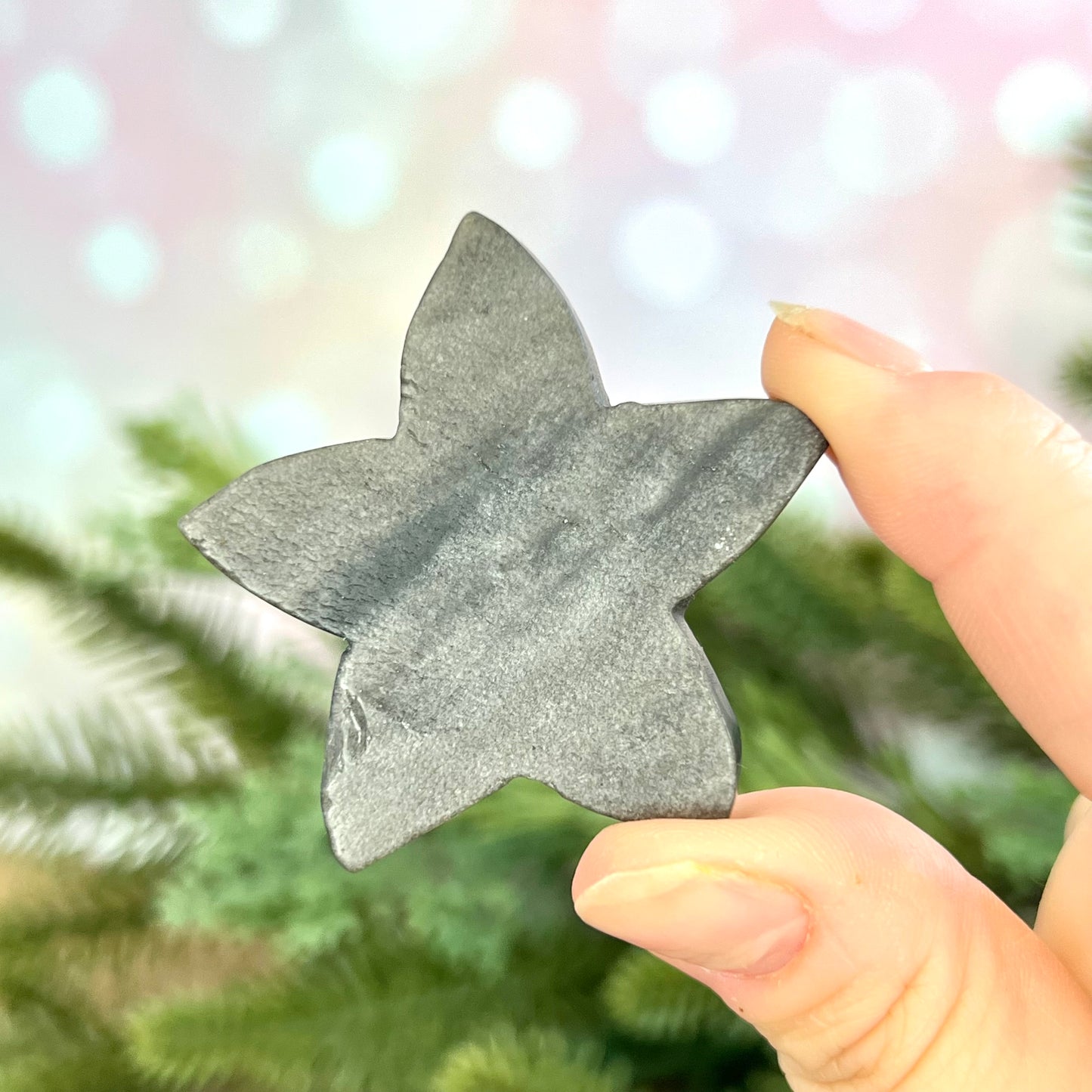 Silver Sheen Obsidian Starfish Carved Crystal Cabochon