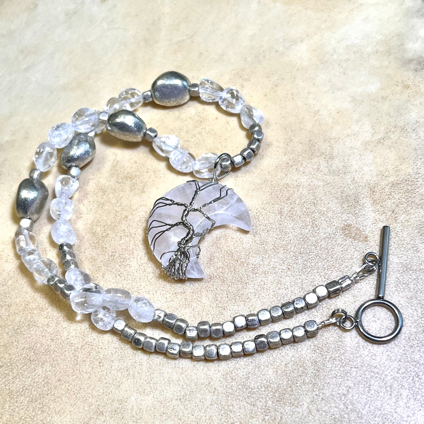 Light Tree of Life Crescent Moon Handmade Necklace