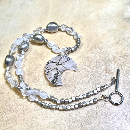 Light Tree of Life Crescent Moon Handmade Necklace