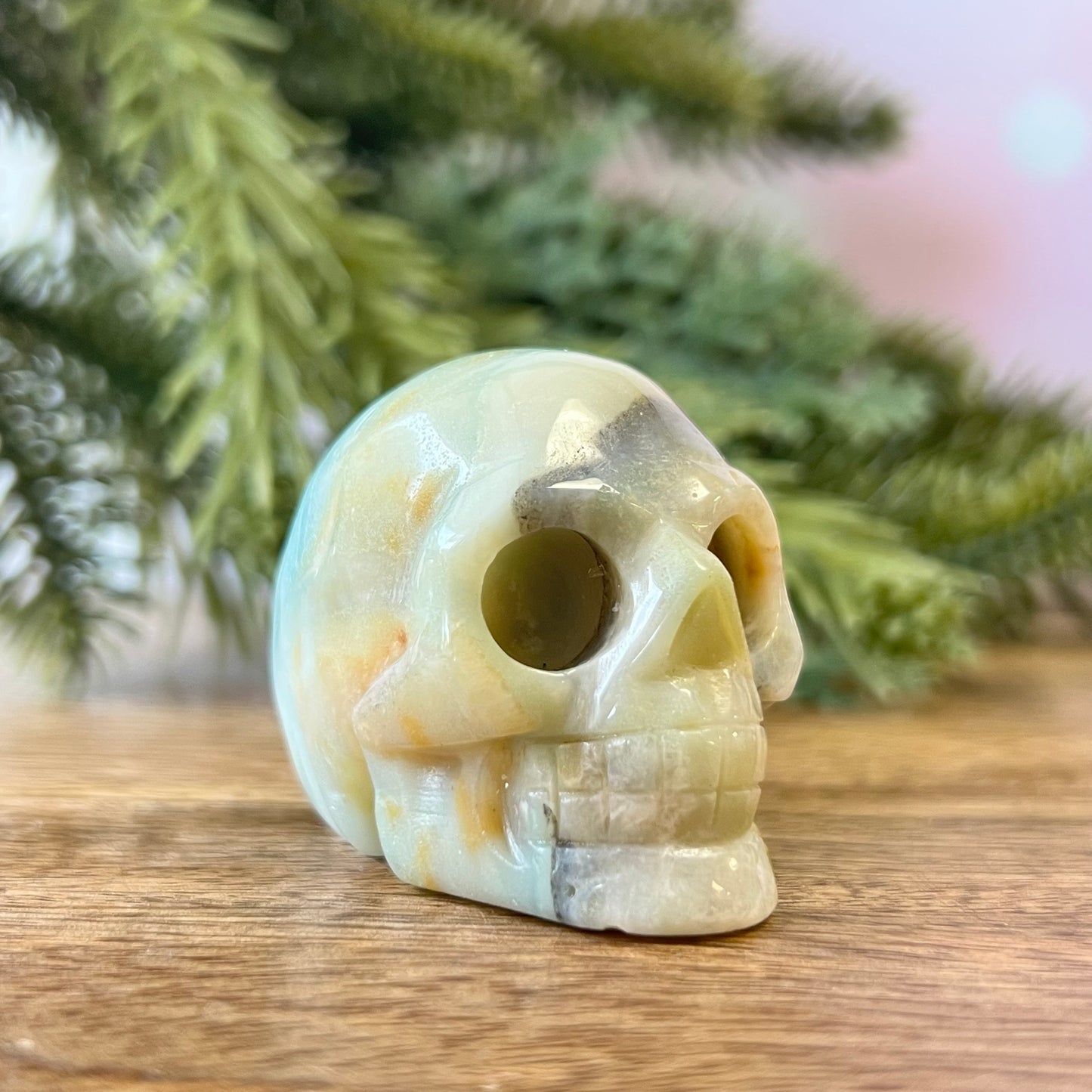 Sky Blue Quartz Crystal Skull Carving