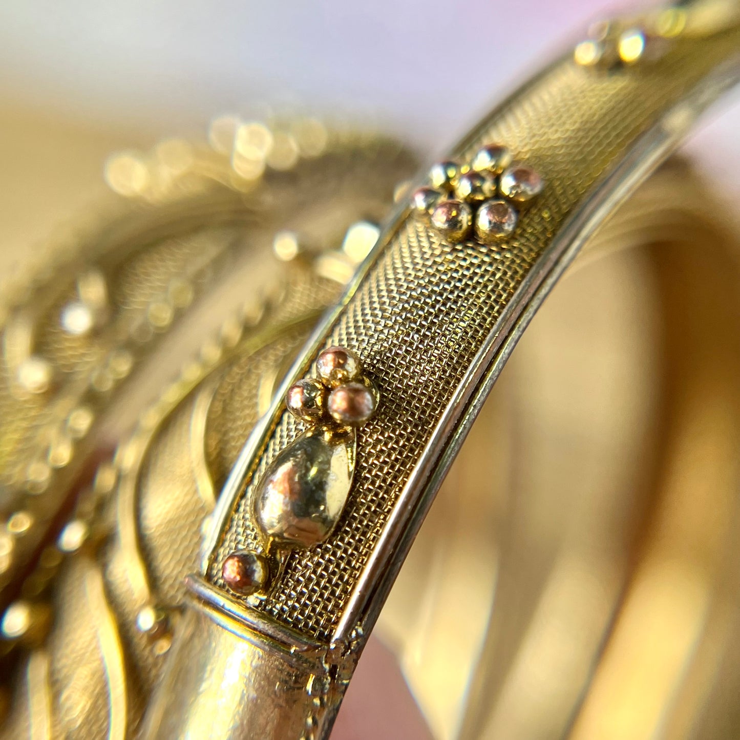 Vintage Gold Tone Bracelet Stack with 11 Textured Bangles