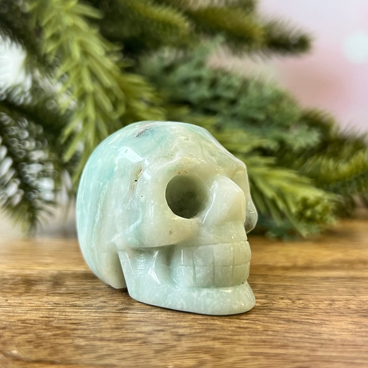 Sky Blue Quartz Carved Crystal Skull