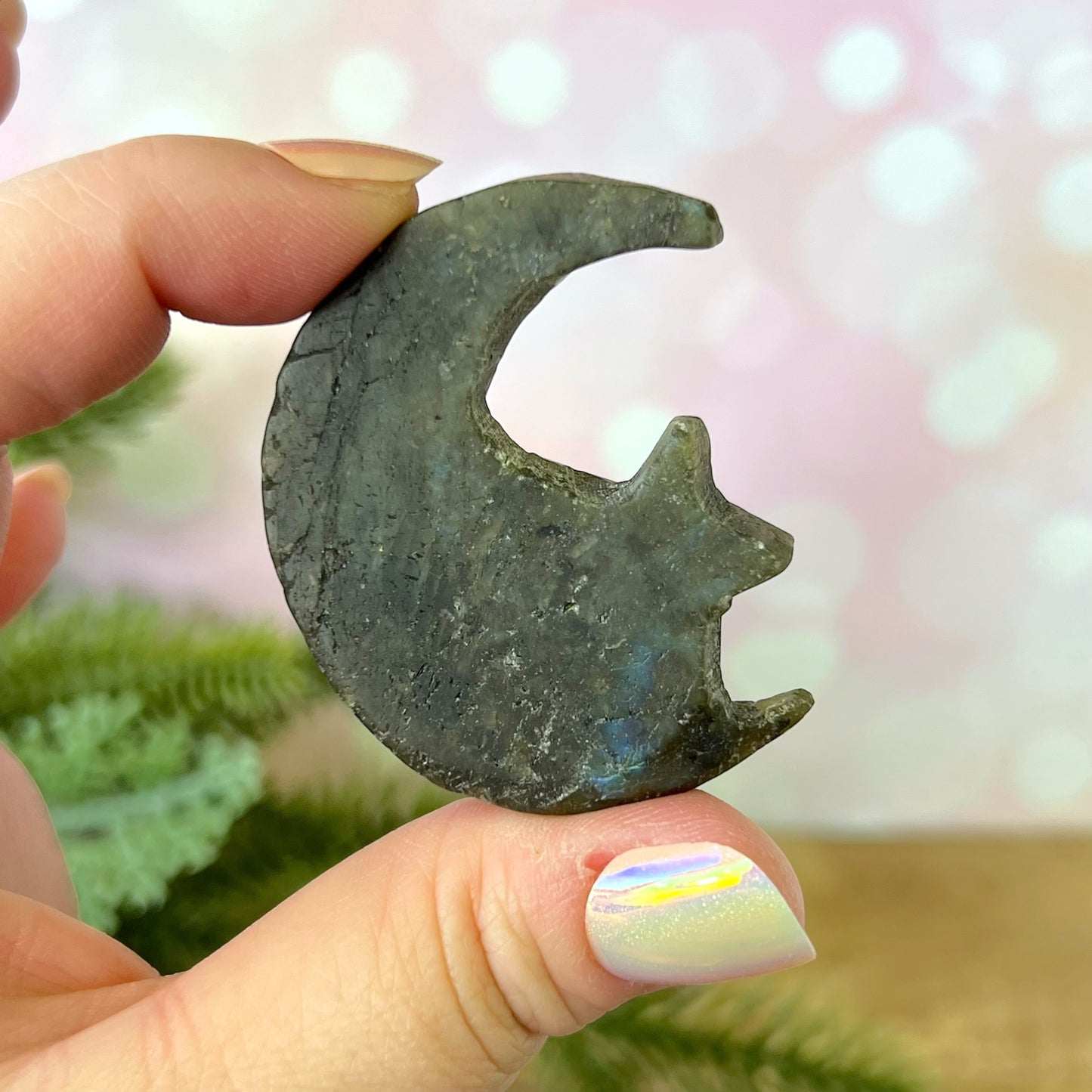 Labradorite Moon & Star Carved Cabochon