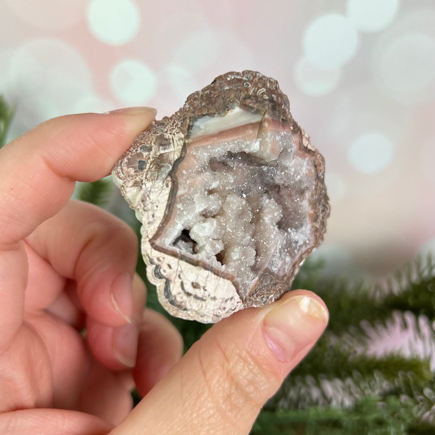 Red Quartz & Agate Geode Crystal Piece