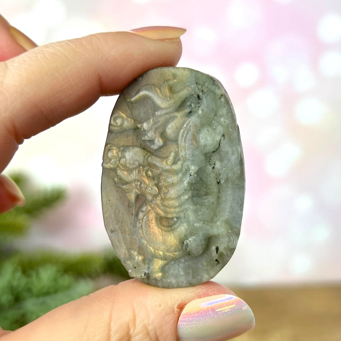 Labradorite Dragon Carved Crystal Cabochon