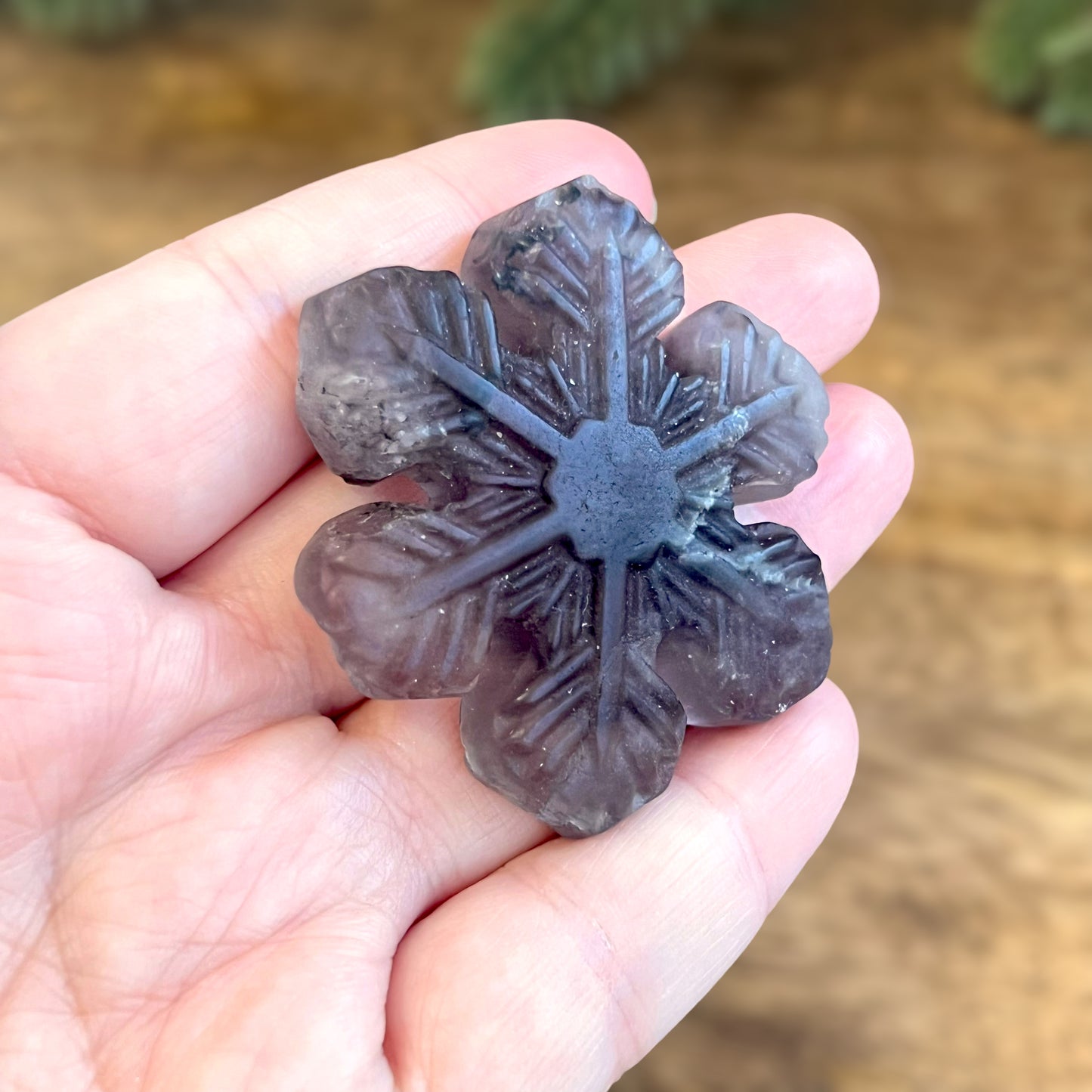 Snowflake Purple Fluorite Crystal Carved Cabochon