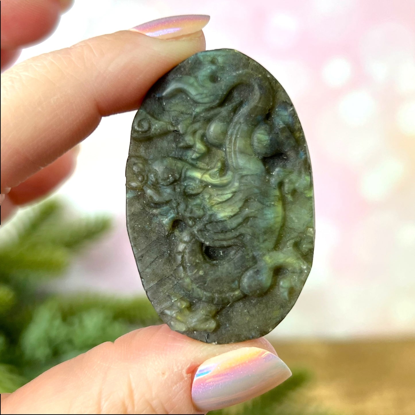 Labradorite Dragon Carved Crystal Cabochon