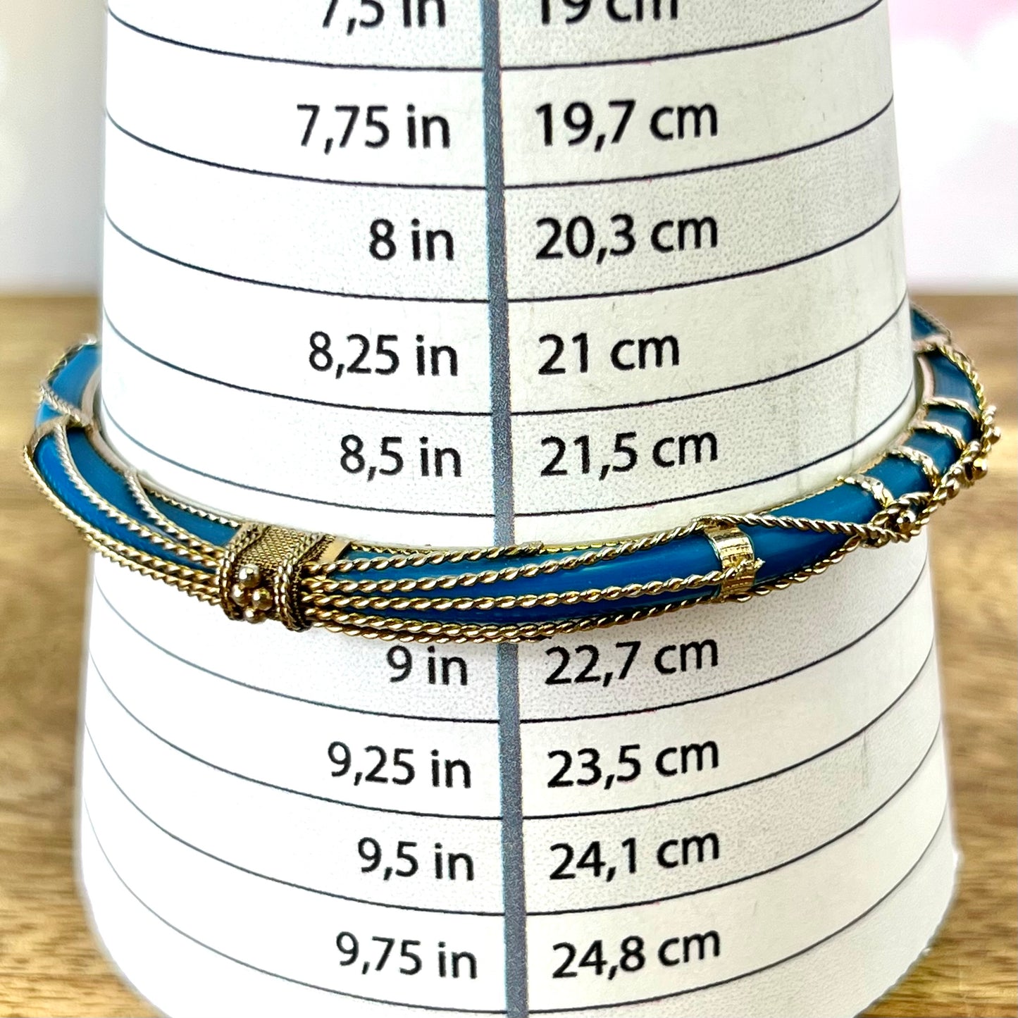 Vintage Colorful Bracelet Stack in Gold Tone with 3 Bangles