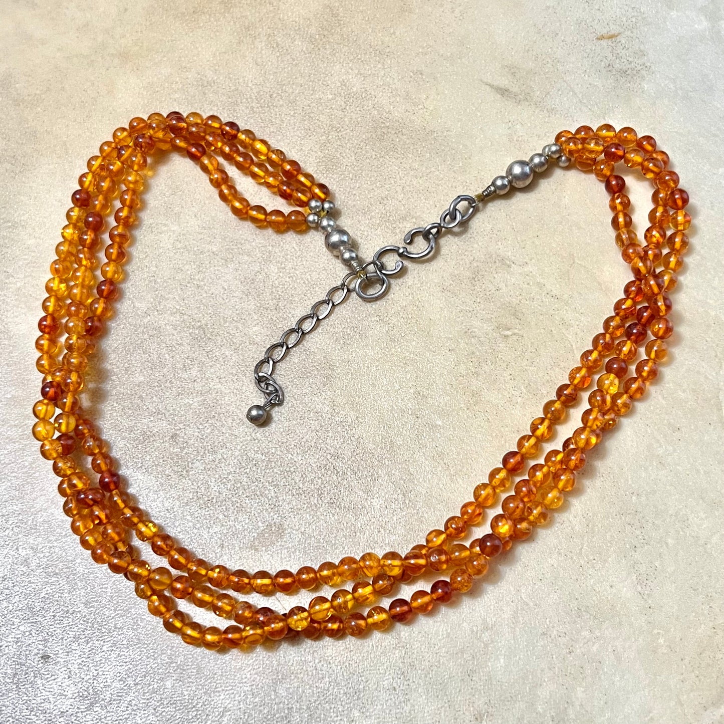 Round Baltic Amber Beaded Multi Strand Necklace - Vintage