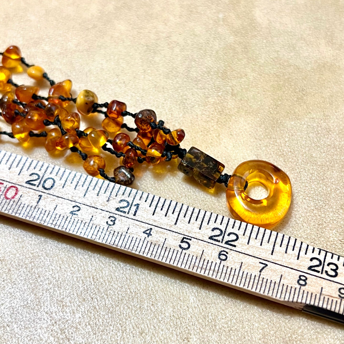 Amber Beaded Multi Strand Vintage Necklace