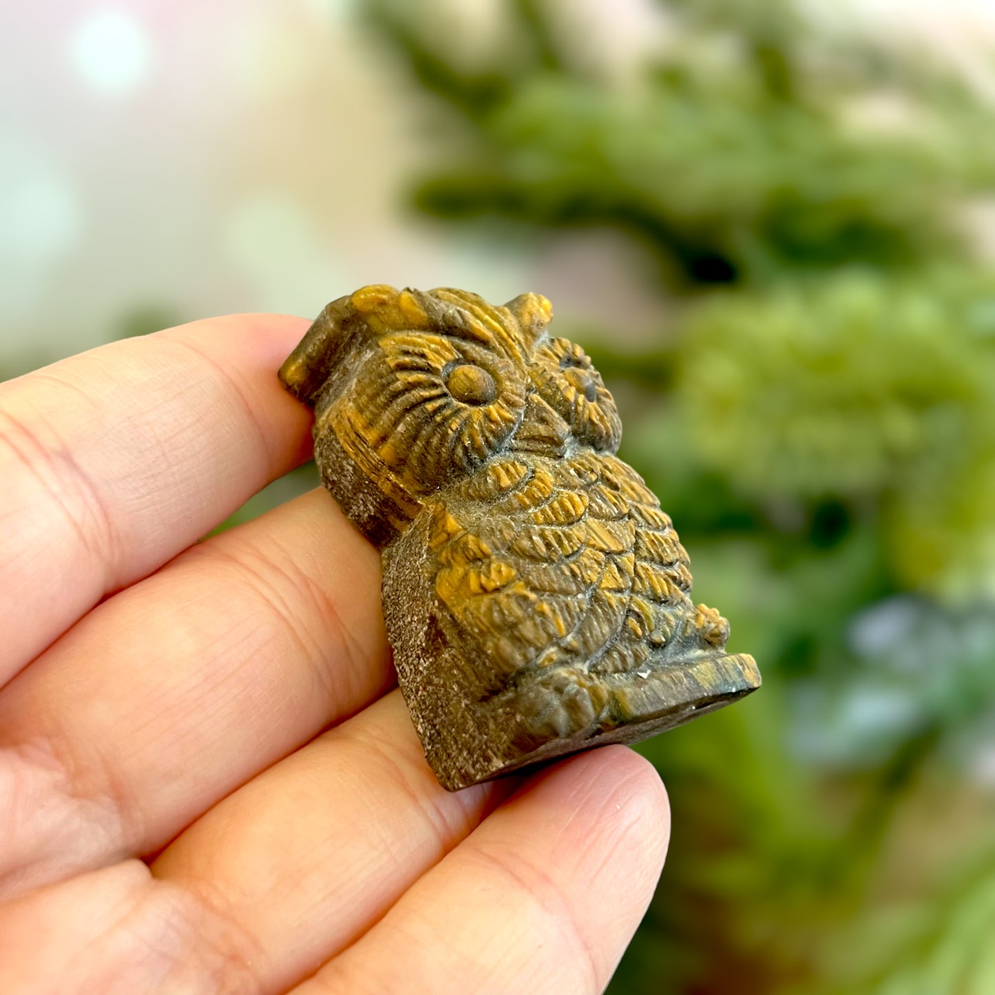 Tigers Eye Owl Crystal Carved Stone Cabochon