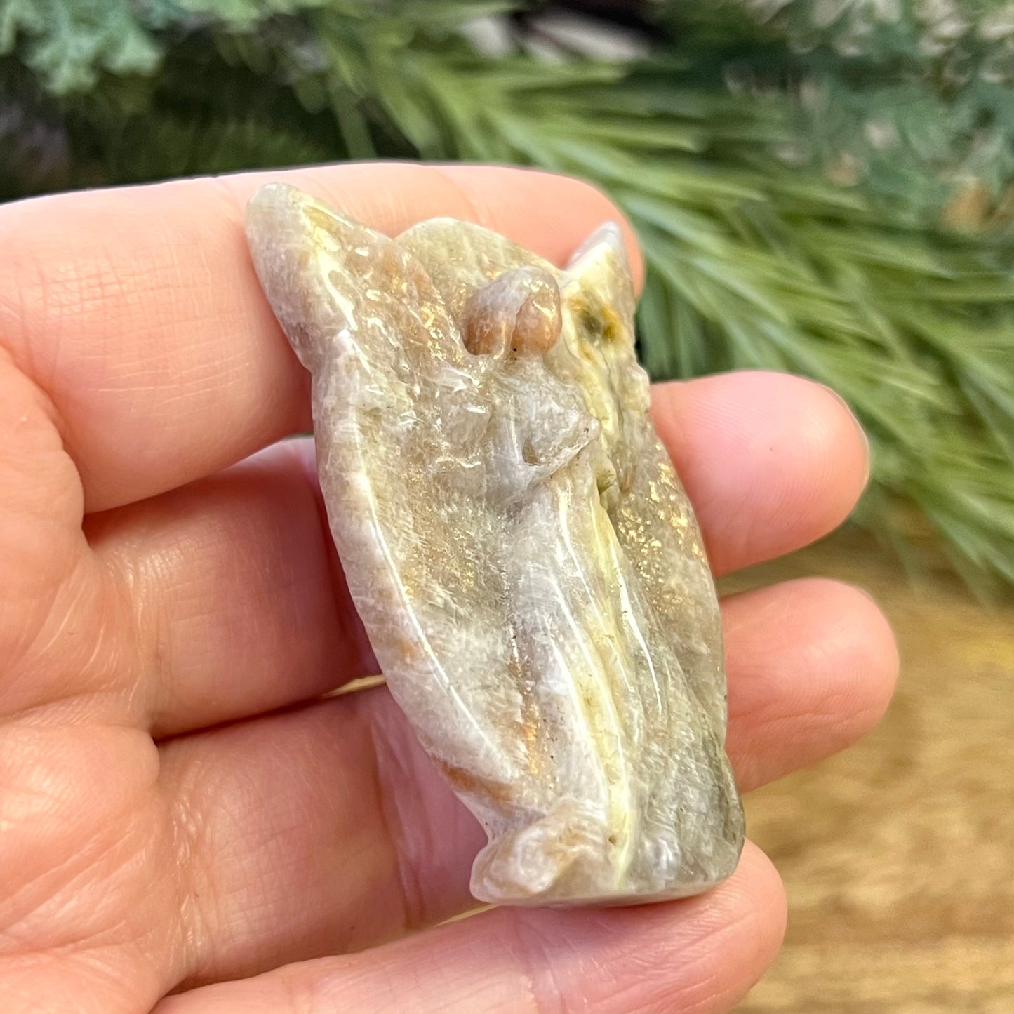 Angel Belomorite Sunstone in Moonstone Carved Cabochon