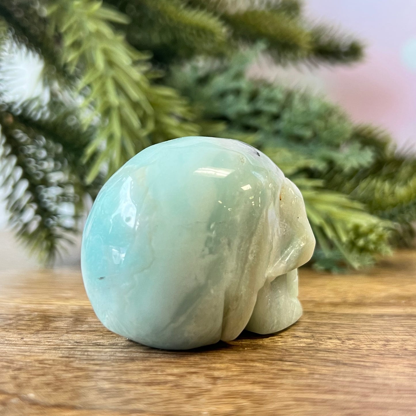 Sky Blue Quartz Carved Crystal Skull