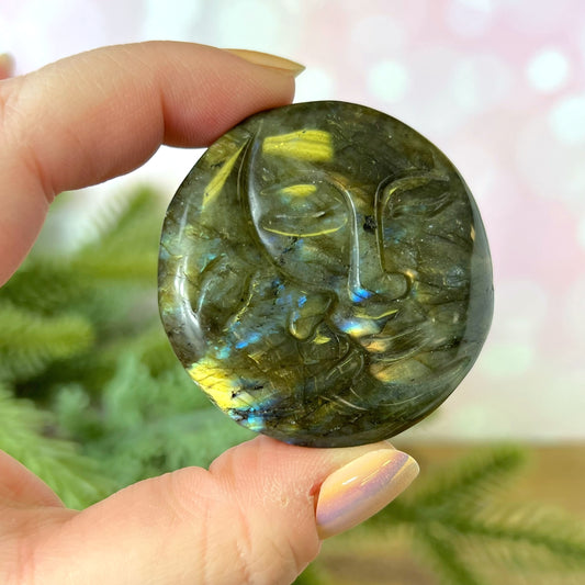 Labradorite Sun & Moon Carved Cabochon
