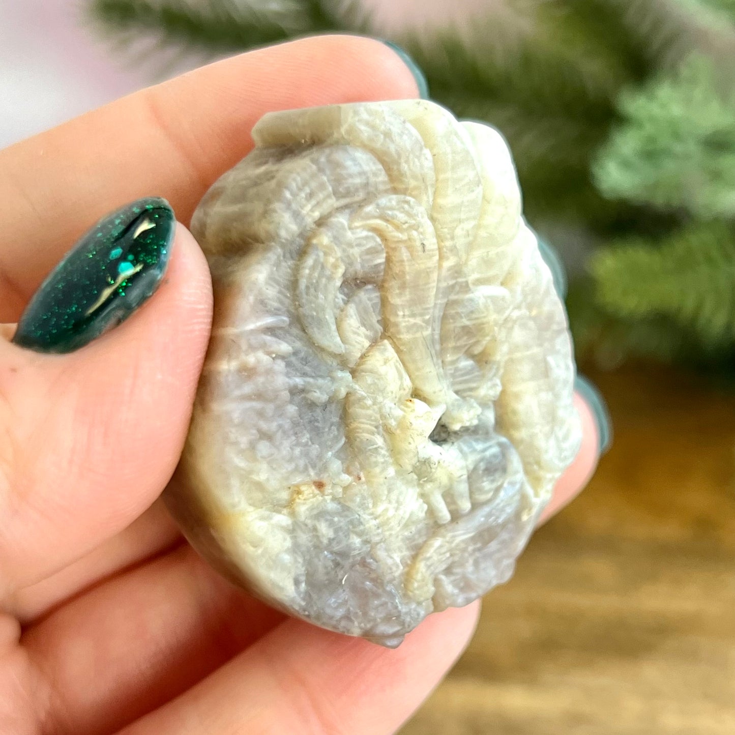 Kitsune Nine Tailed Fox Crystal Carved Cabochon