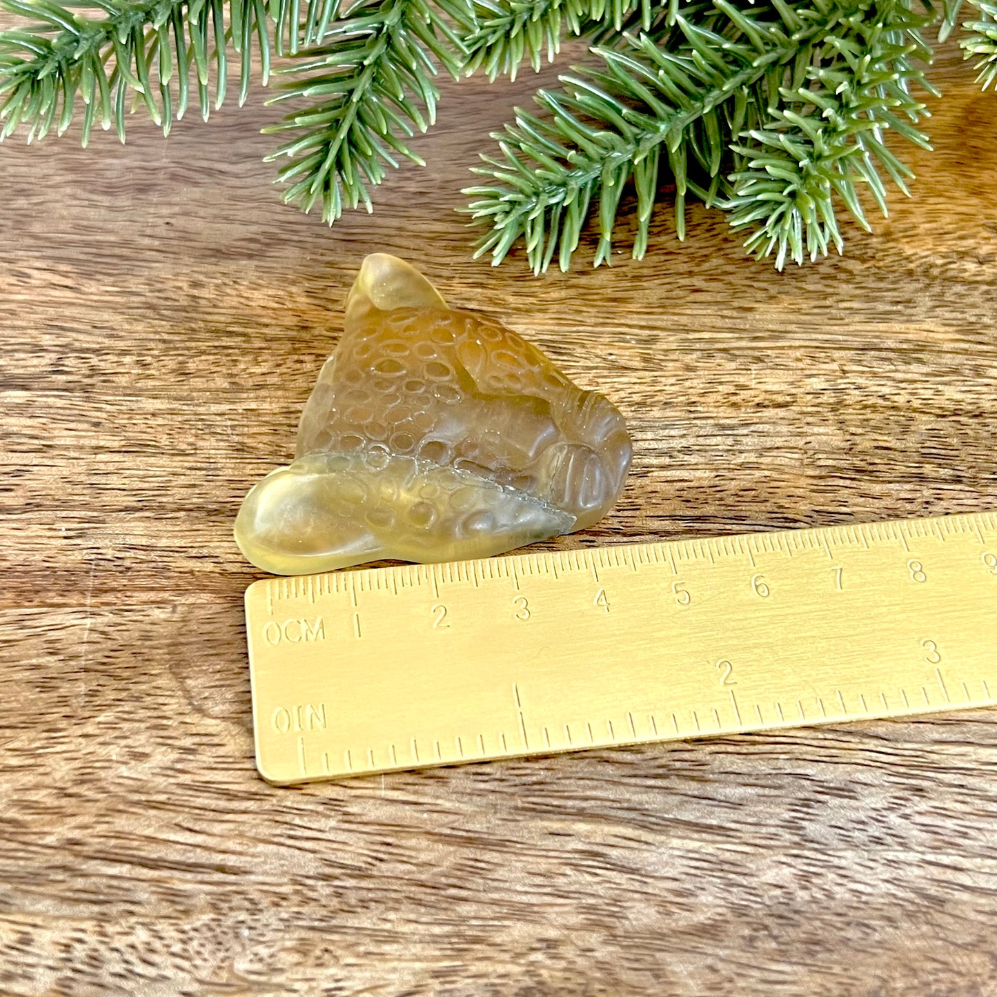 Yellow Fluorite Leopard Carved Crystal Cabochon