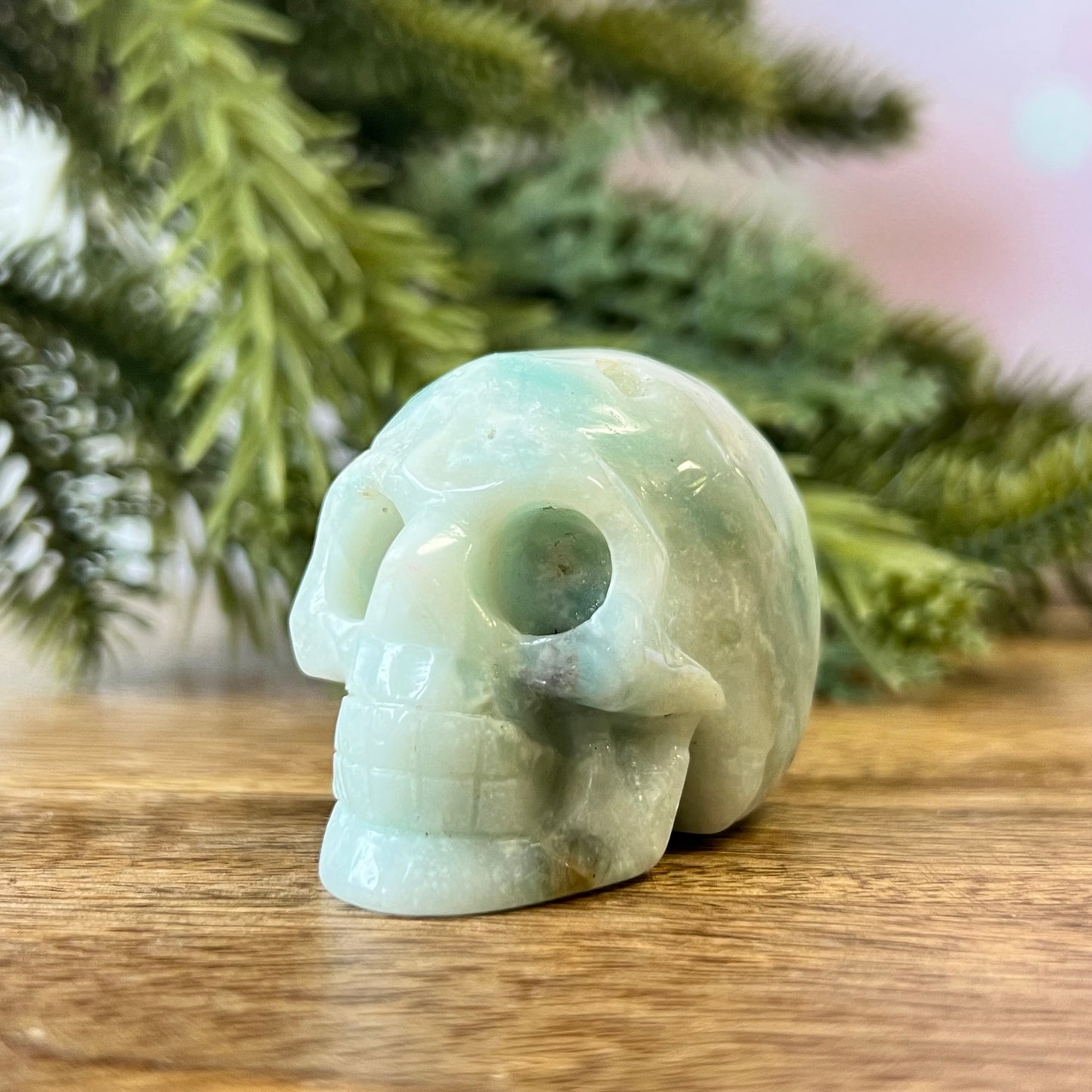 Sky Blue Quartz Carved Crystal Skull