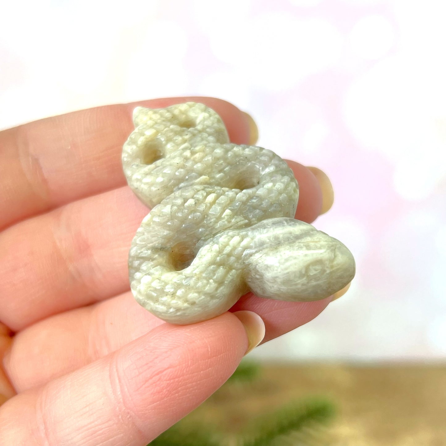 Belomorite Snake Carved Crystal Cabochon