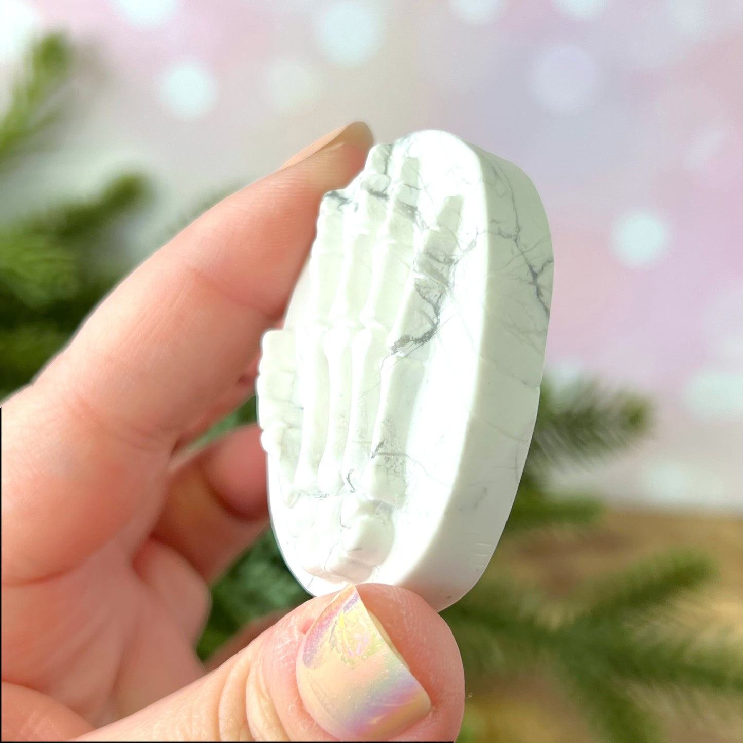 Magnesite Skeleton Hand Carved Crystal Cabochon