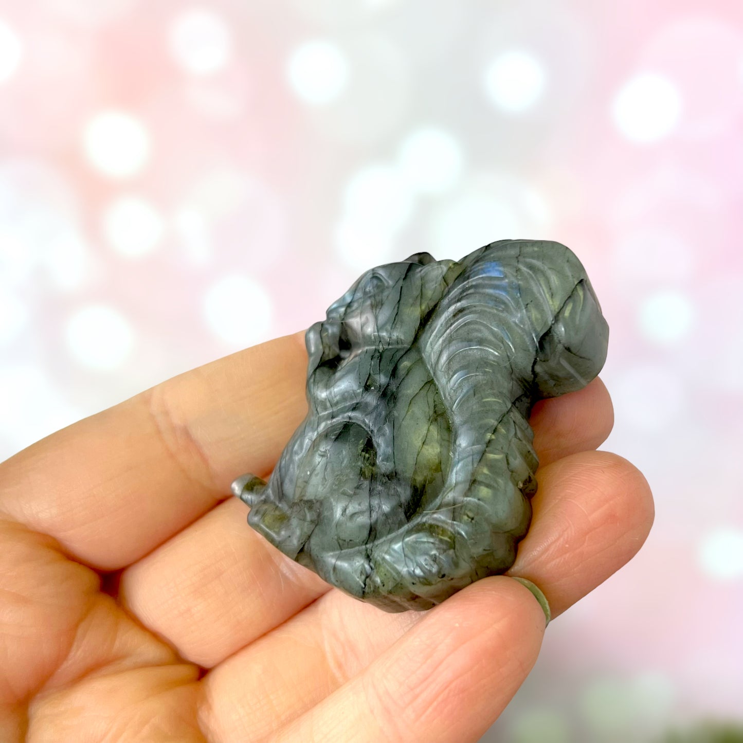 Labradorite Crystal Squirrel Carved Stone Cabochon