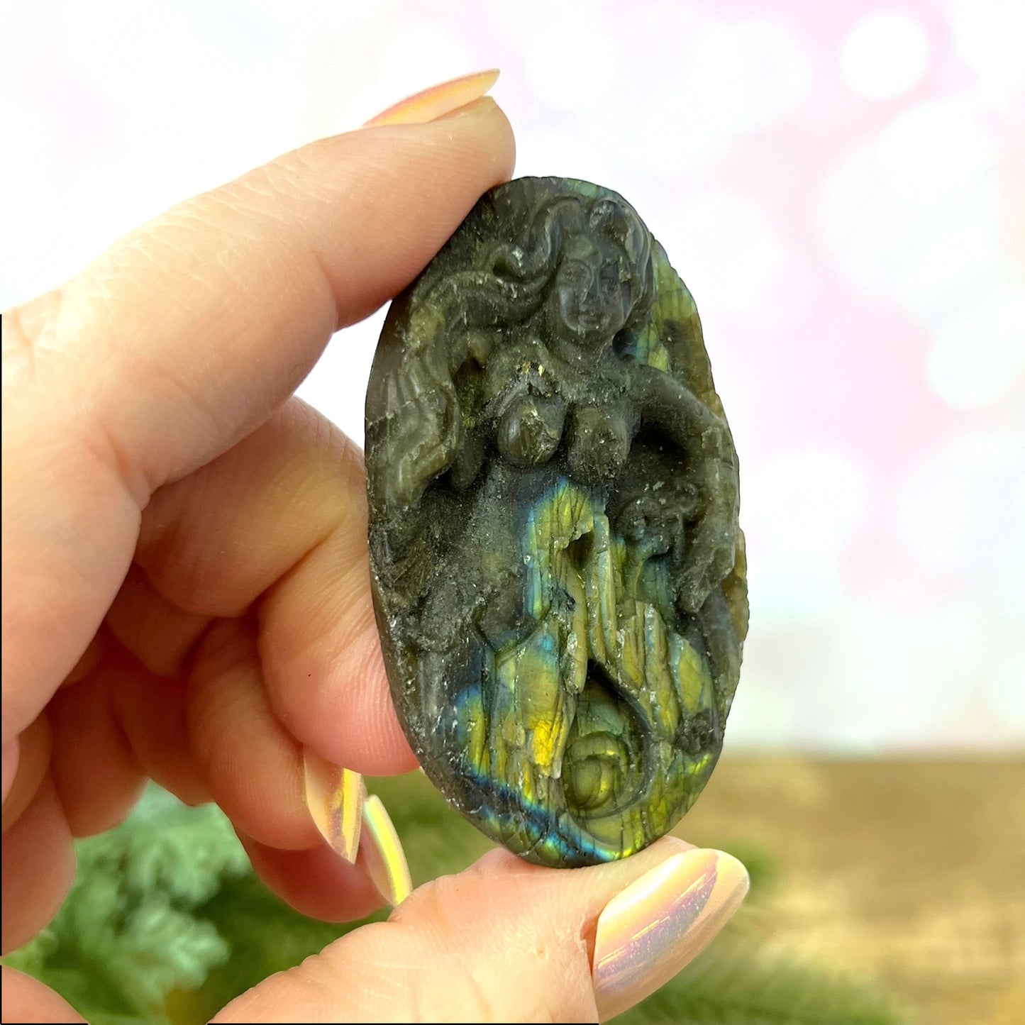 Labradorite Mermaid Crystal Carved Cabochon
