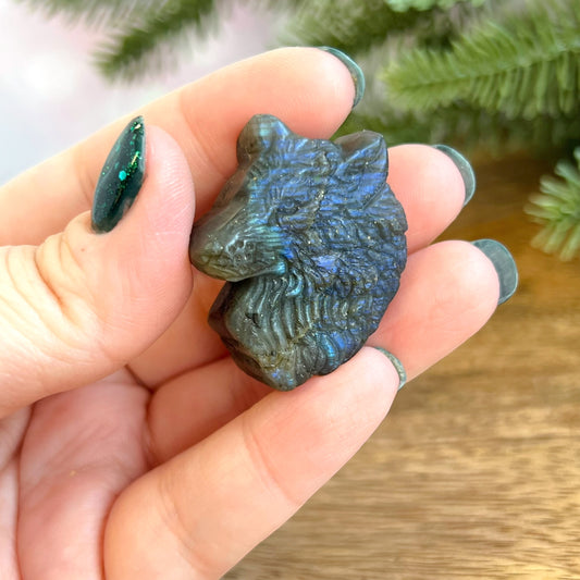 Labradorite Wolf Carved Cabochon