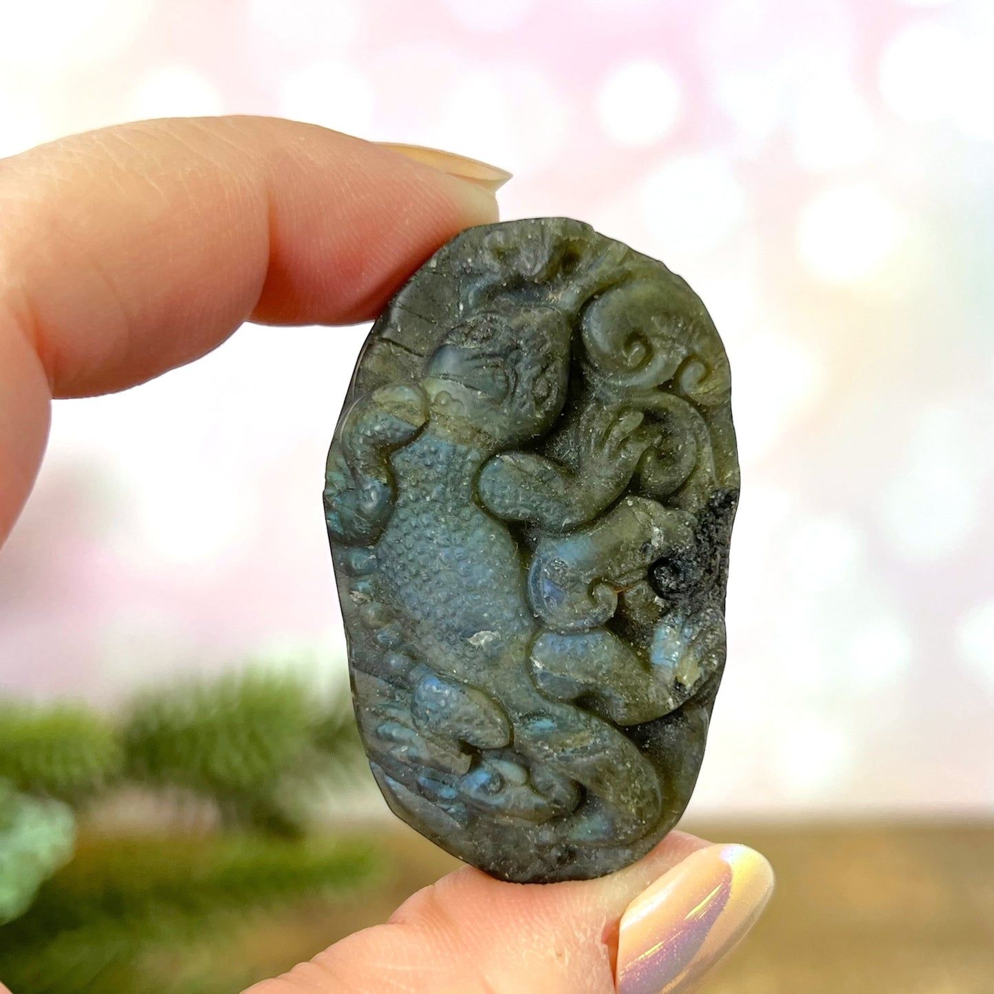 Labradorite Iguana Lizard Carved Cabochon