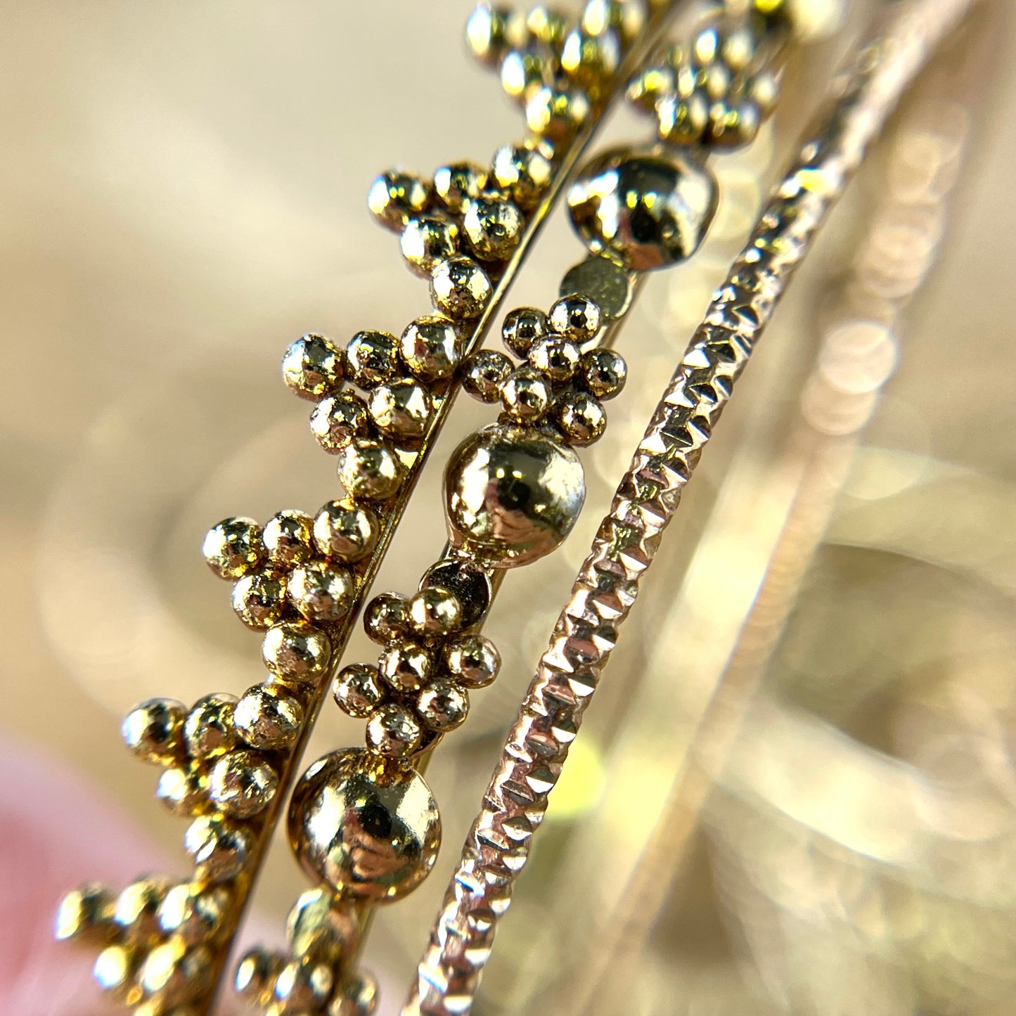Vintage Textured Gold Tone Bracelet Stack of 15 Bangles