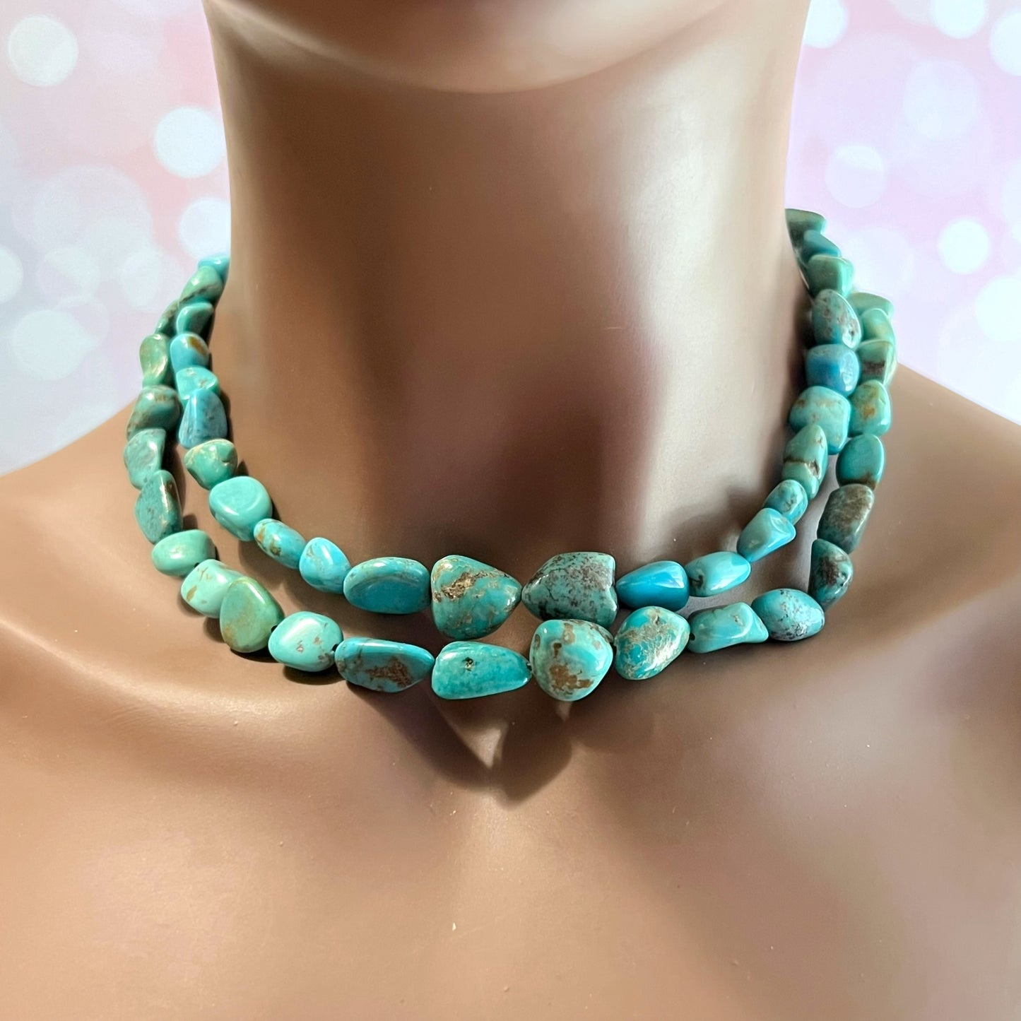 Genuine Turquoise & Sterling Silver Vintage Necklace by Barse