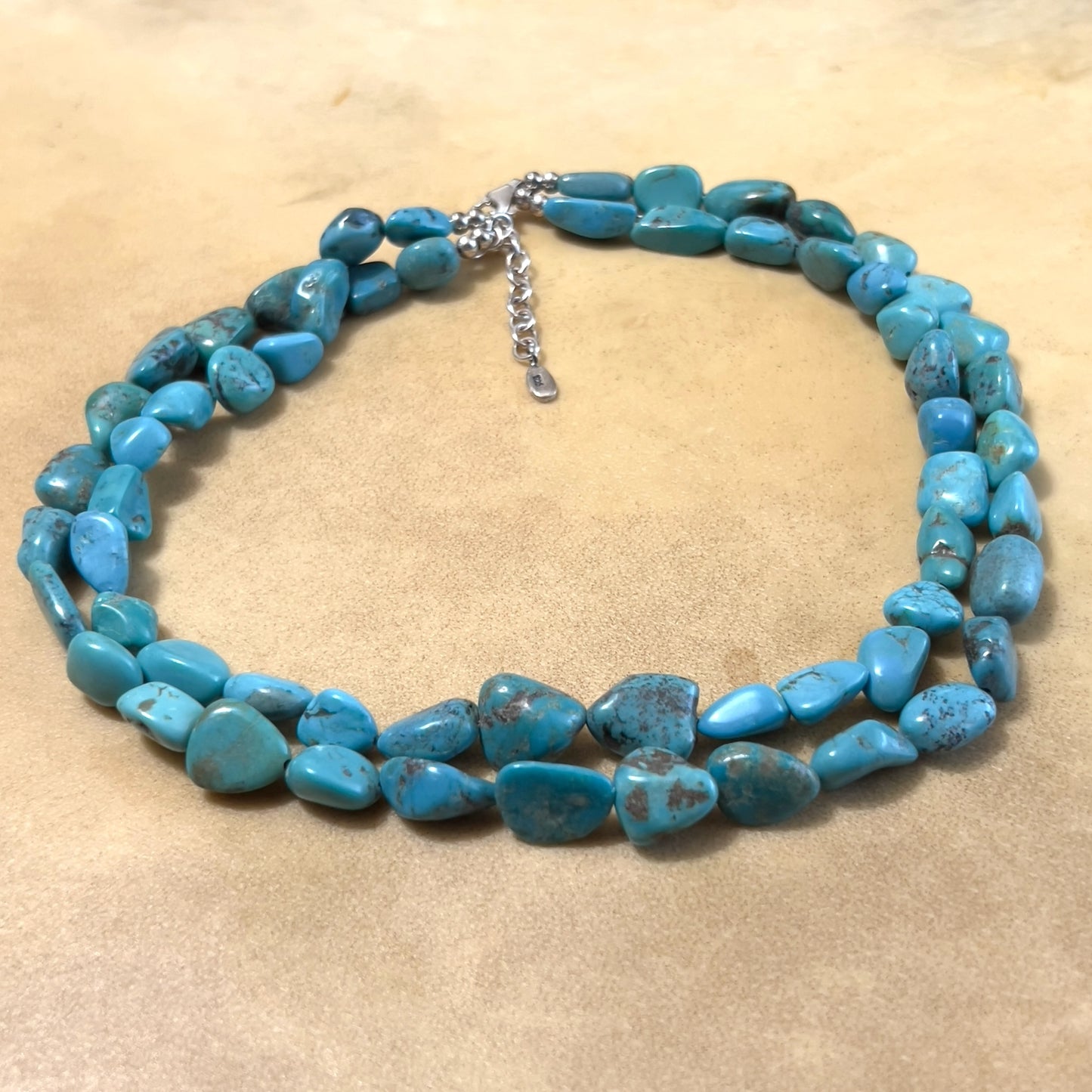 Genuine Turquoise & Sterling Silver Vintage Necklace by Barse