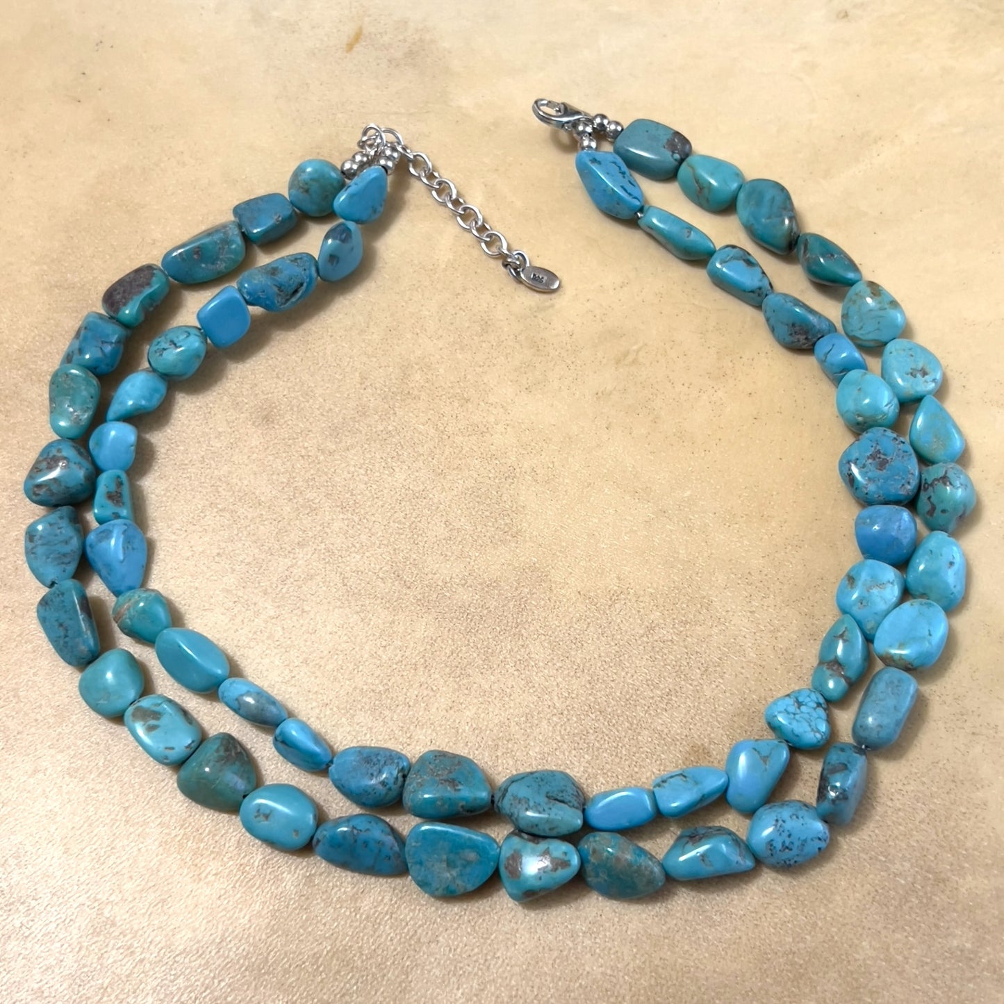 Genuine Turquoise & Sterling Silver Vintage Necklace by Barse