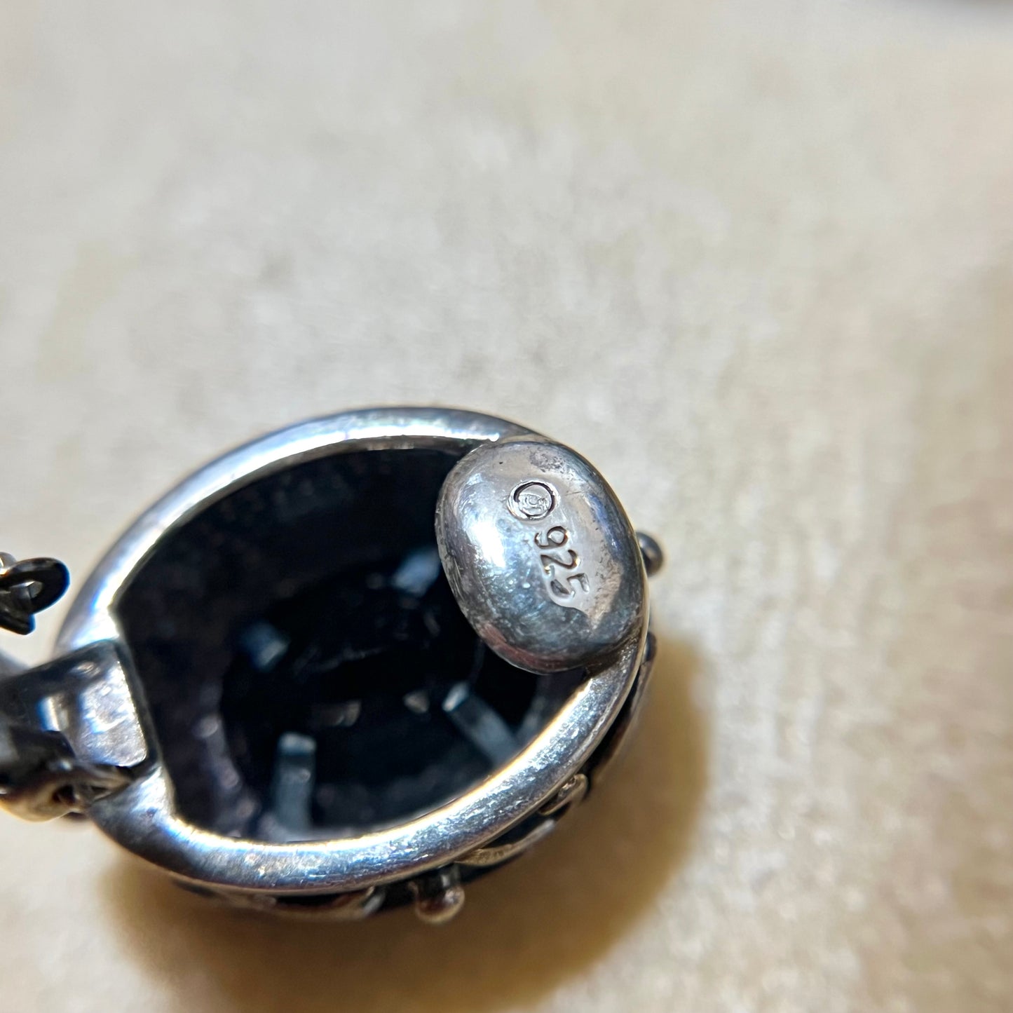 Black Faceted Rhinestone Clip On Earrings in Sterling Silver